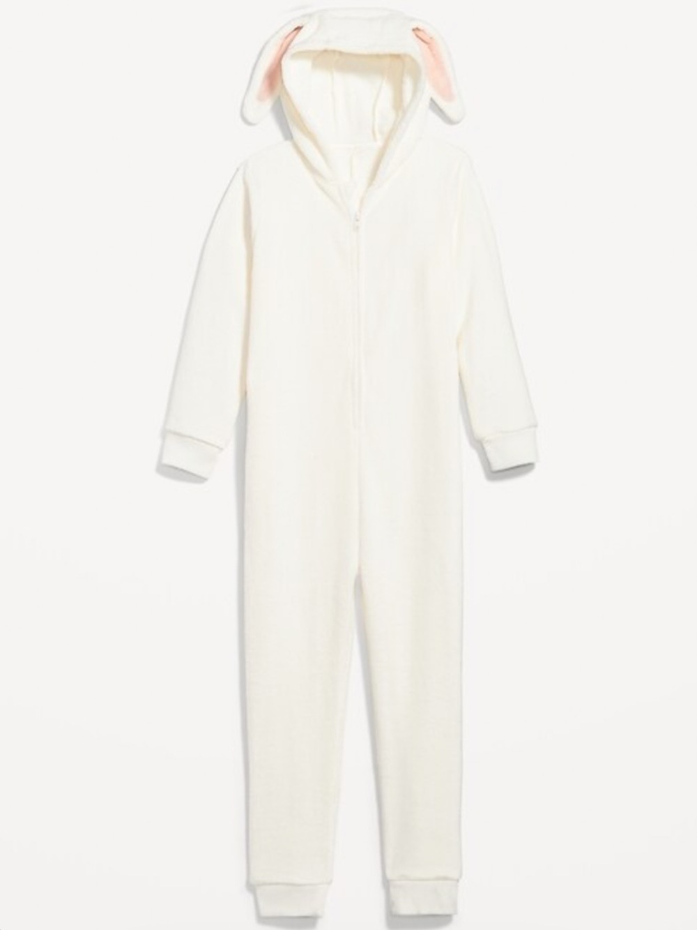 Old Navy Cream Fuzzy Hooded One-Piece Pajama